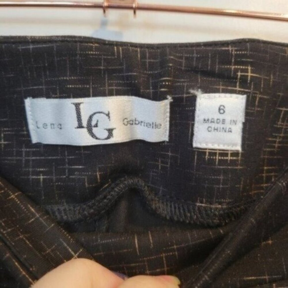 LG Lena Gabrielle | High Rise Slim Pull on printed Pants Rose Gold Black - Picture 3 of 6